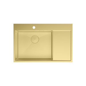 Кухонная мойка Lemark KEZADRA 780L прямоугольная с крылом из нержавеющей стали (чаша СЛЕВА) цвет: Светлое золото